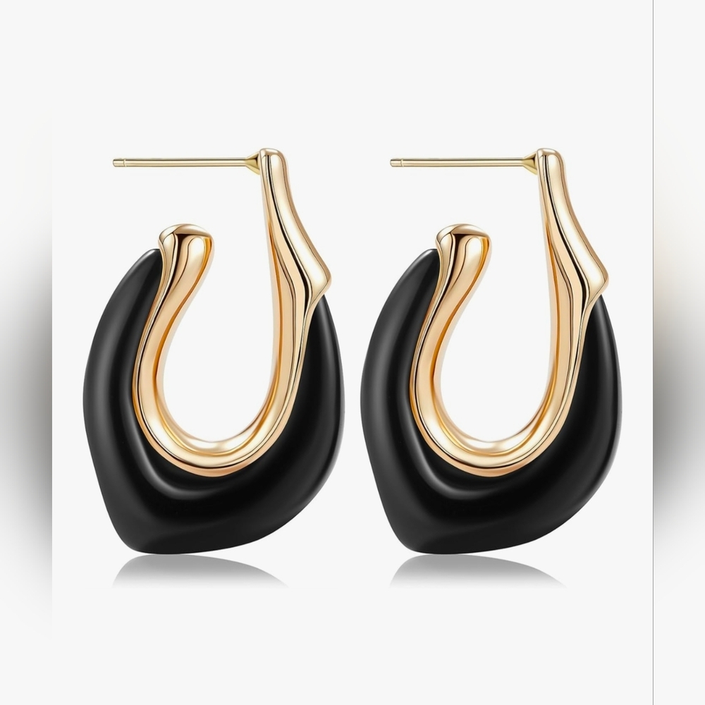 Elegant Black and Gold Earrings
